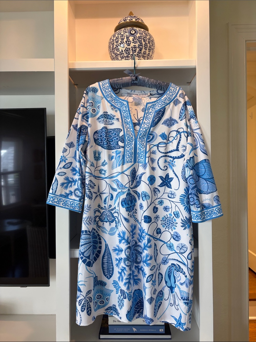 Gretchen Scott Blue & White Shift Dress